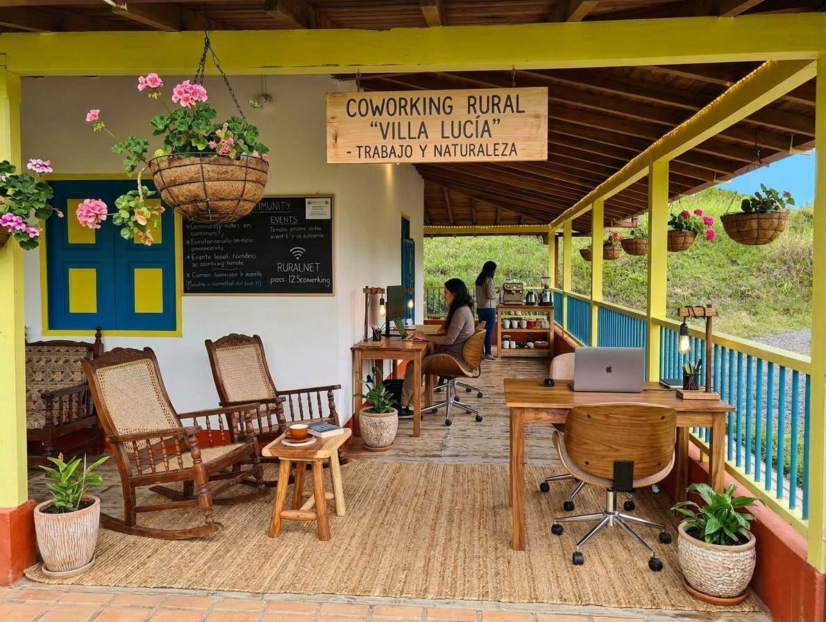 Grupo en coworking rural